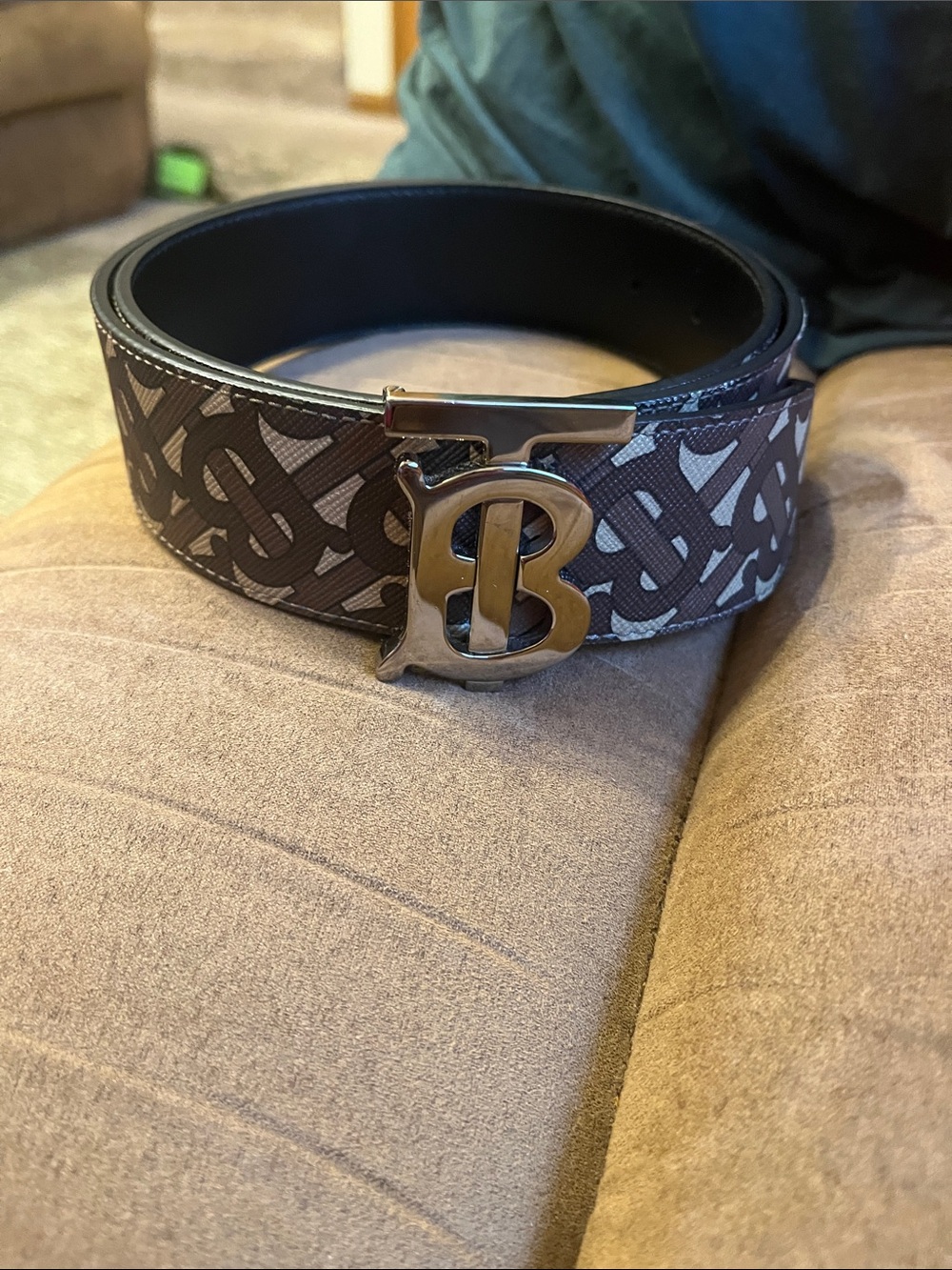 Burberry Print Monogram Reversible Belt